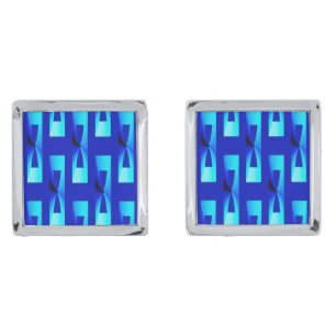 Art Deco Metallic Geometric - Cobalt Blue Cufflinks