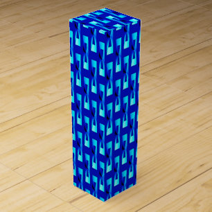 Art Deco Metallic Geometric - Cobalt Blue Wine Gift Box