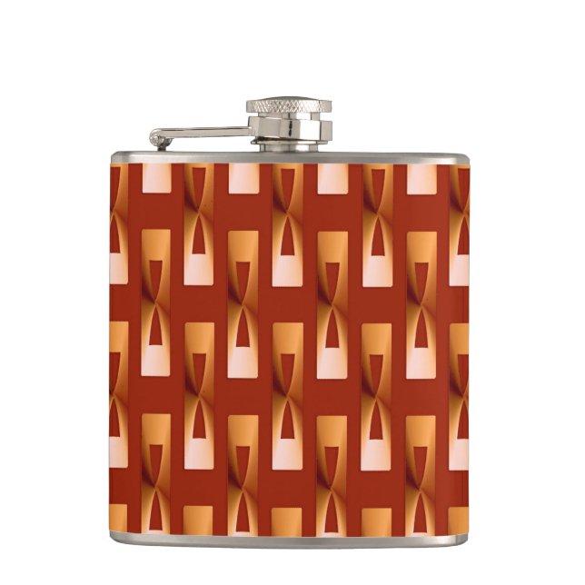 Art Deco Metallic Geometric - Copper and Rust Hip Flask (Front)