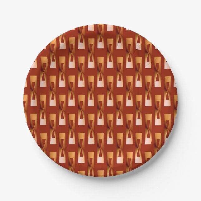 Art Deco Metallic Geometric - Copper and Rust Paper Plates (Front)