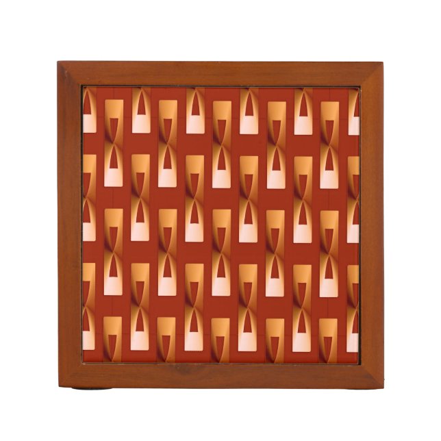 Art Deco Metallic Geometric - Copper and Rust Pencil/Pen Holder (Front)