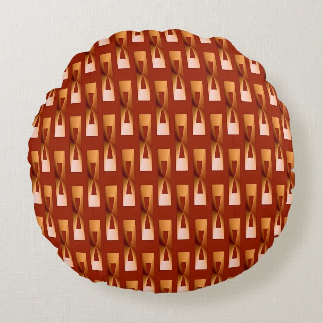 Art Deco Metallic Geometric - Copper and Rust Round Pillow (Front)