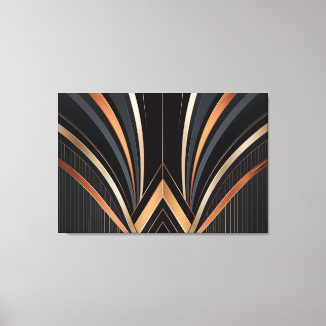 Art Deco Metallic Geometric Elegance Canvas Print (Front)