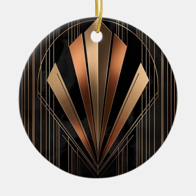 Art Deco Metallic Geometric Elegance Ceramic Ornament (Front)