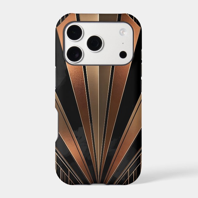Art Deco Metallic Geometric Elegance iPhone Case (Back)