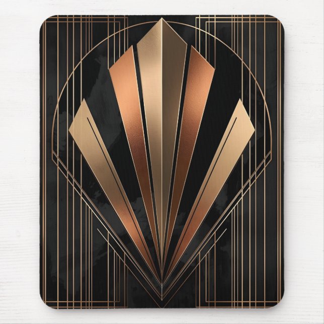 Art Deco Metallic Geometric Elegance Mouse Pad (Front)