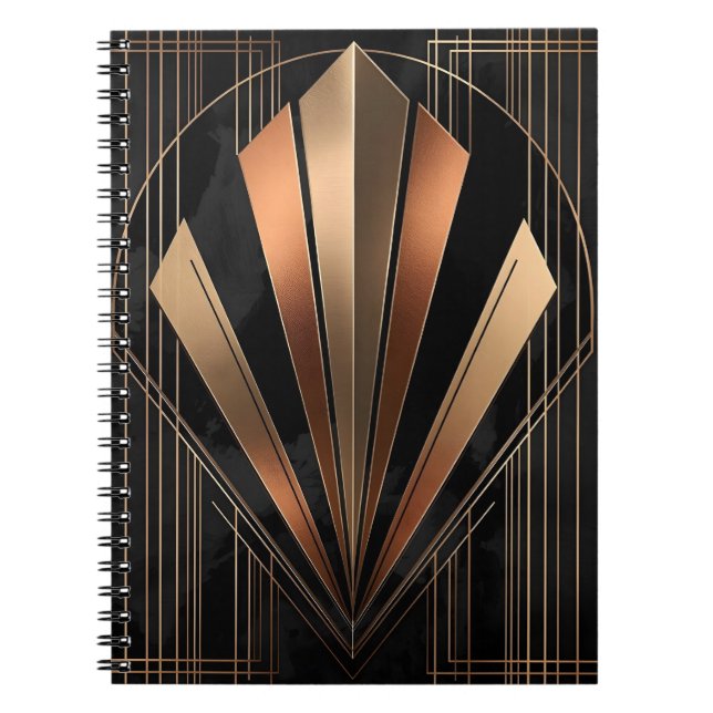 Art Deco Metallic Geometric Elegance Notebook (Front)