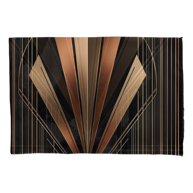 Art Deco Metallic Geometric Elegance Pillow Case (Front)