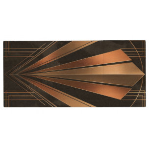 Art Deco Metallic Geometric Elegance Wood Flash Drive
