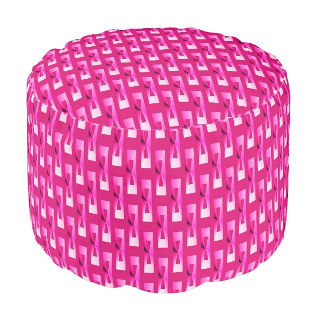 Art Deco Metallic Geometric - Fuchsia Pink Pouf (Angled Front)