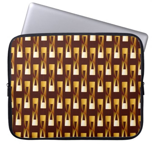 Art Deco Metallic Geometric _ Gold and Chocolate Laptop Sleeve