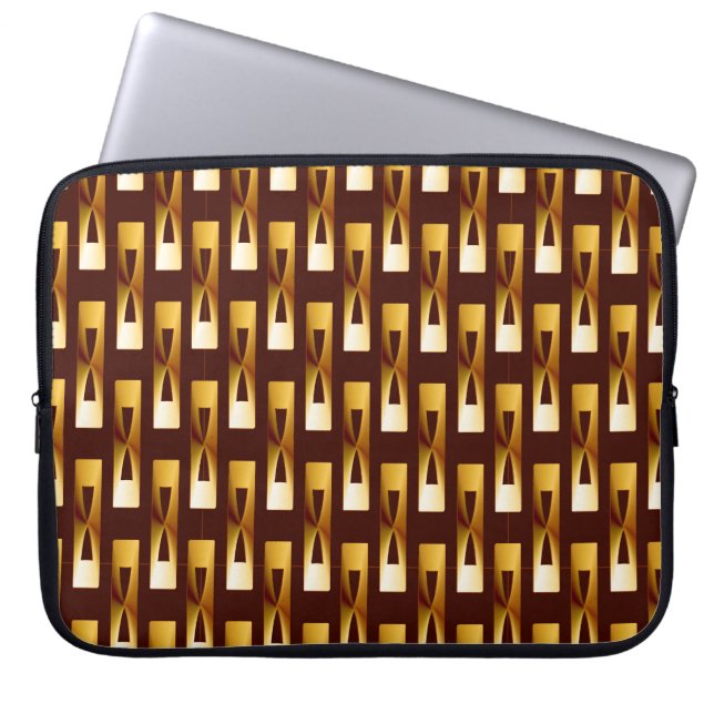 Art Deco Metallic Geometric - Gold and Chocolate Laptop Sleeve (Front)