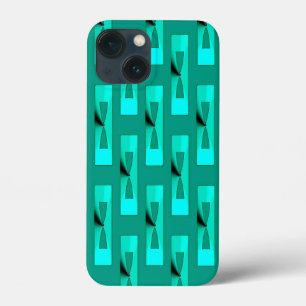 Art Deco Metallic Geometric - Peacock and Teal iPhone 13 Mini Case