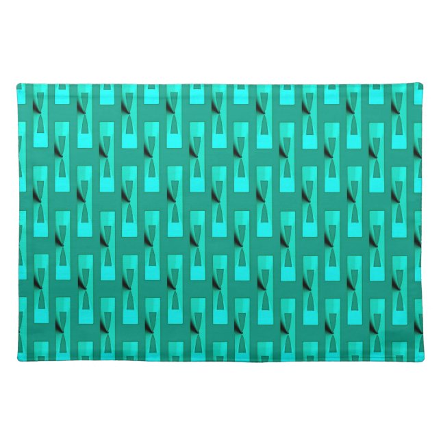 Art Deco Metallic Geometric - Peacock and Teal Cloth Placemat (Front)