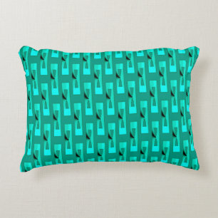 Art Deco Metallic Geometric - Peacock and Teal Decorative Pillow