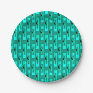 Art Deco Metallic Geometric - Peacock and Teal Paper Plates