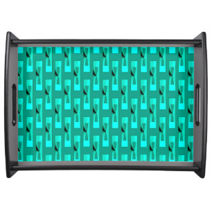 Art Deco Metallic Geometric - Peacock and Teal Serving Tray