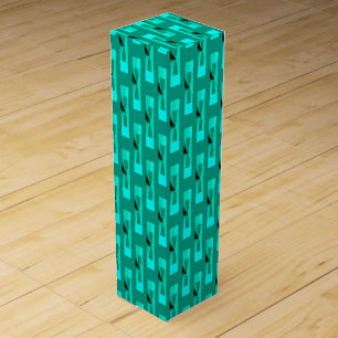 Art Deco Metallic Geometric - Peacock and Teal Wine Gift Box