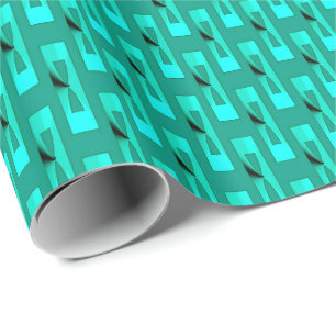 Art Deco Metallic Geometric - Peacock and Teal Wrapping Paper