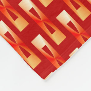 Art Deco Metallic Geometric - Red and Coral Fleece Blanket