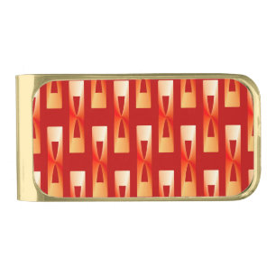 Art Deco Metallic Geometric - Red and Coral Gold Finish Money Clip