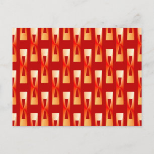 Art Deco Metallic Geometric - Red and Coral Postcard
