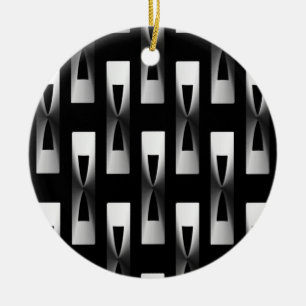 Art Deco Metallic Geometric - Silver and Black Ceramic Ornament