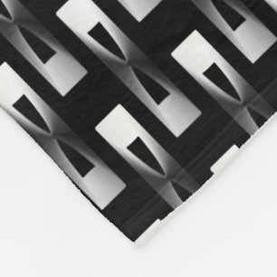Art Deco Metallic Geometric - Silver and Black Fleece Blanket