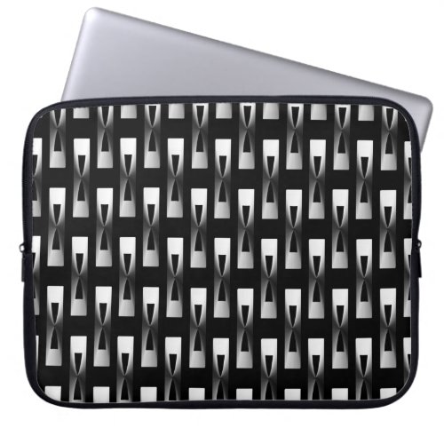 Art Deco Metallic Geometric _ Silver and Black Laptop Sleeve