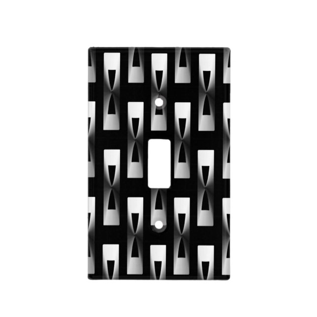 Art Deco Metallic Geometric - Silver and Black Light Switch Cover (Front)
