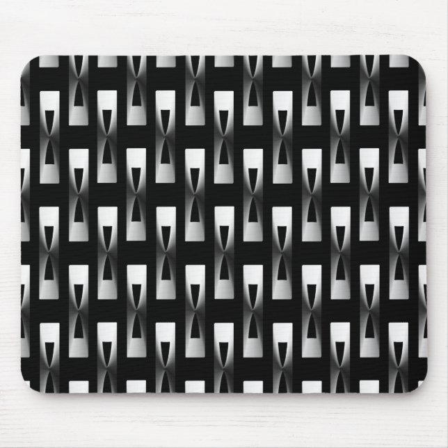 Art Deco Metallic Geometric - Silver and Black Mouse Pad (Front)