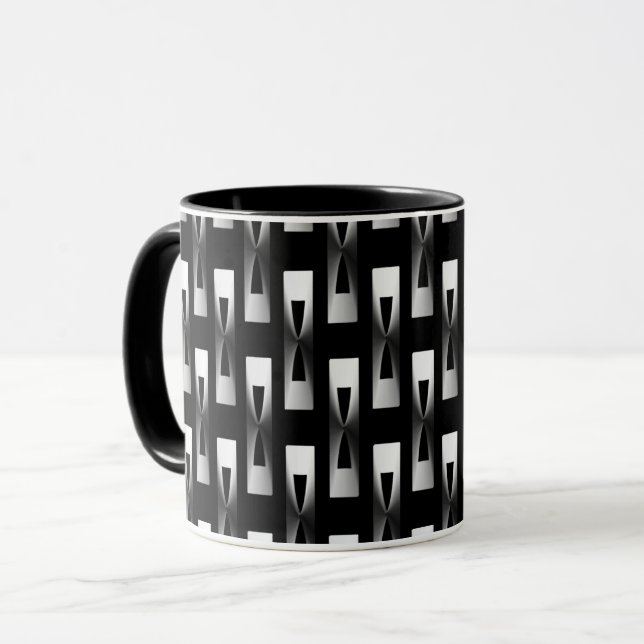 Art Deco Metallic Geometric - Silver and Black Mug (Front Left)