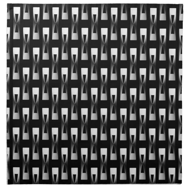 Art Deco Metallic Geometric - Silver and Black Napkin (Front)