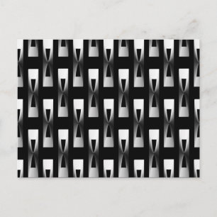 Art Deco Metallic Geometric - Silver and Black Postcard