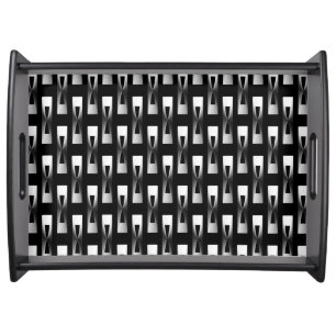 Art Deco Metallic Geometric - Silver and Black Serving Tray