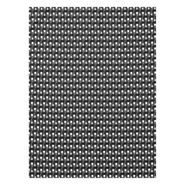 Art Deco Metallic Geometric - Silver and Black Tablecloth (Front)