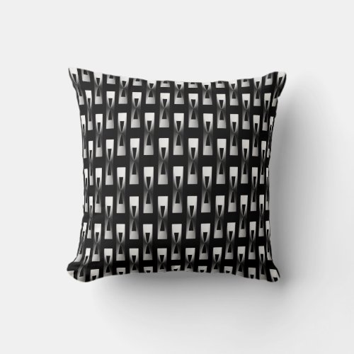 Art Deco Metallic Geometric _ Silver and Black Throw Pillow