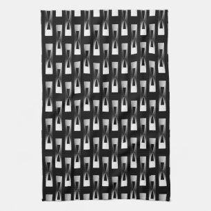 Art Deco Metallic Geometric - Silver and Black Towel