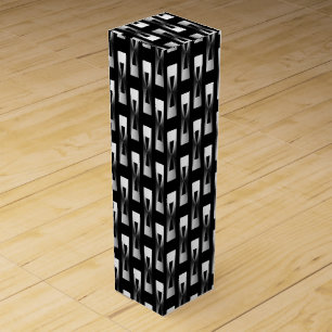 Art Deco Metallic Geometric - Silver and Black Wine Gift Box
