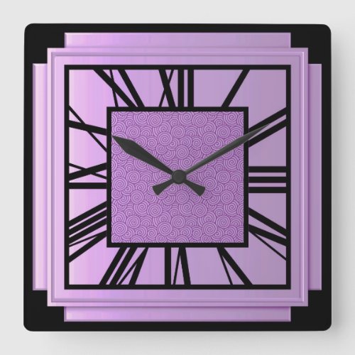 Art Deco metallic orchid Square Wall Clock