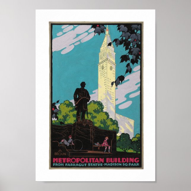 Art Deco Metropolitan Building NYC Travel Poster (Front)