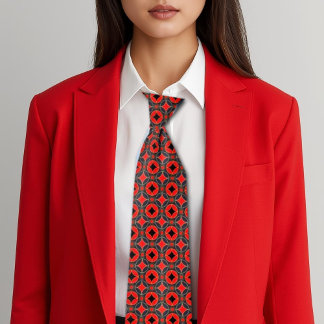 Art  Deco  micro pattern  red&black  Neck Tie