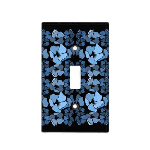 Art deco midnight blue floral print light switch cover