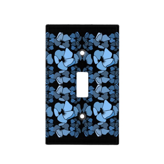 Art deco midnight blue floral print light switch cover (Front)