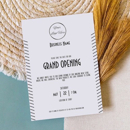 Art deco minimal business grand opening event invitation