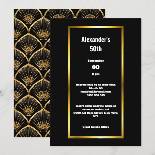 Art deco minimalist plain black gold gatsby theme