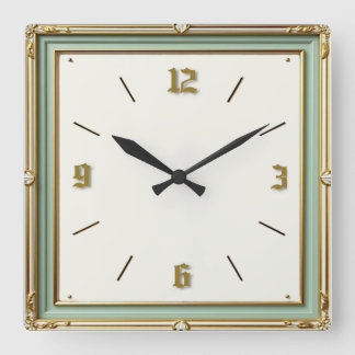Art Deco Mint Square Wall Clock