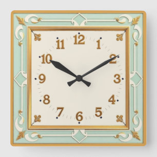 Art Deco Mint Square Wall Clock