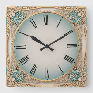 Art Deco Mint Square Wall Clock