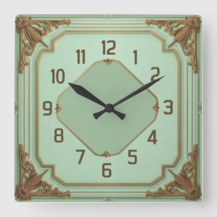Art Deco Mint Square Wall Clock
